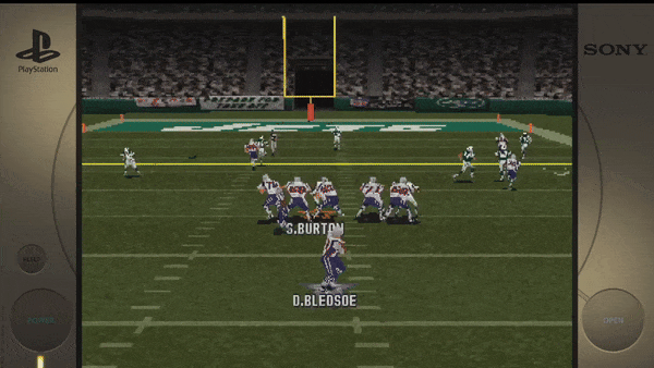 The image contains the following text:- PlayStation - SONY - S. BURTON - D. BLEDSOE