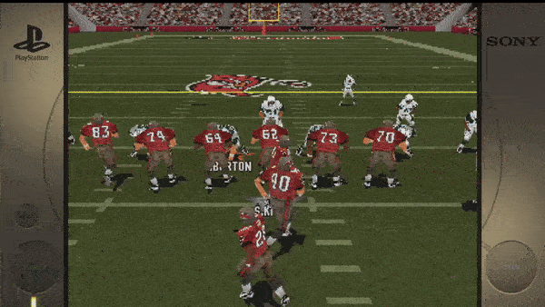 Sure, the text displayed in the image includes: - On the left side, "PlayStation" - On the right side, "SONY" - On the player's jersey: "BURTON" - Another player's jersey: "SKI"