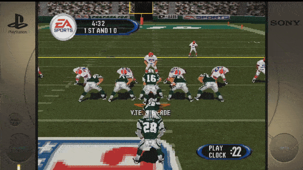 PlayStationEA SPORTS 1ST AND 10 V. TESTAVERDE PLAY CLOCK: 22 SONY