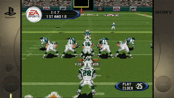 ``` EA SPORTS 1:17 1ST AND 10 V. TESTAVERDE PLAY CLOCK 25 ```