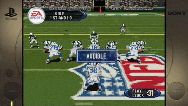 **EA Sports**0:09 1ST AND 10 **AUDIBLE** PLAY CLOCK 31