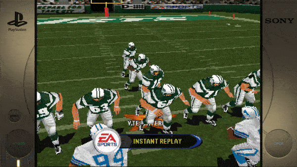 Sure, here is the text extracted from the image: - PlayStation - Sony - EA SPORTS - INSTANT REPLAY