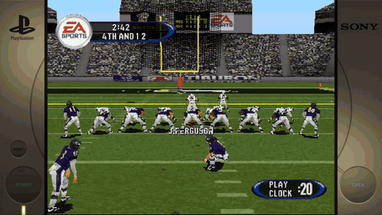 Roman Phifer intercepts Baltimore's fake field goal attempt
